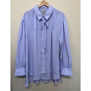 VTG WORTHINGTON Lavender Button-Up PLEATED FRONT & CUFFS Blouse/Top Sz XL
